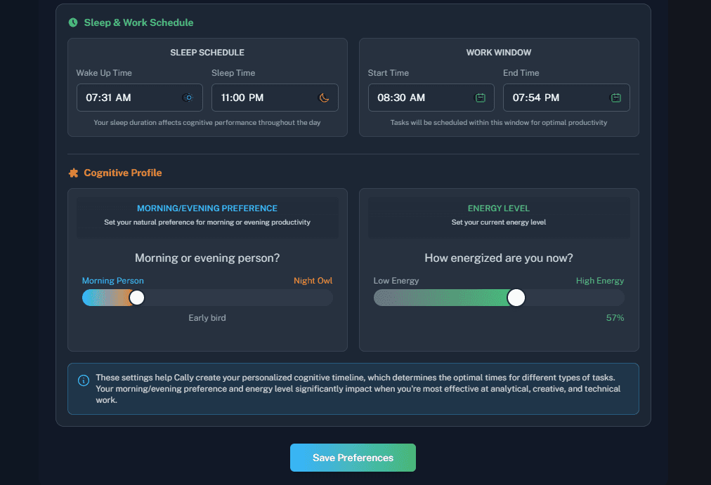 2. Set Your Cognitive Preferences